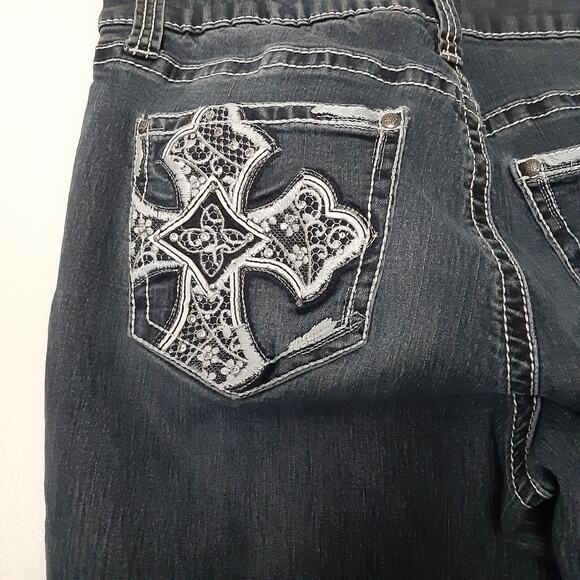 ND Weekend Jeans Women’s Size 10 Blue Denim Cross Embroidered Pockets Stretch - Picture 6 of 9